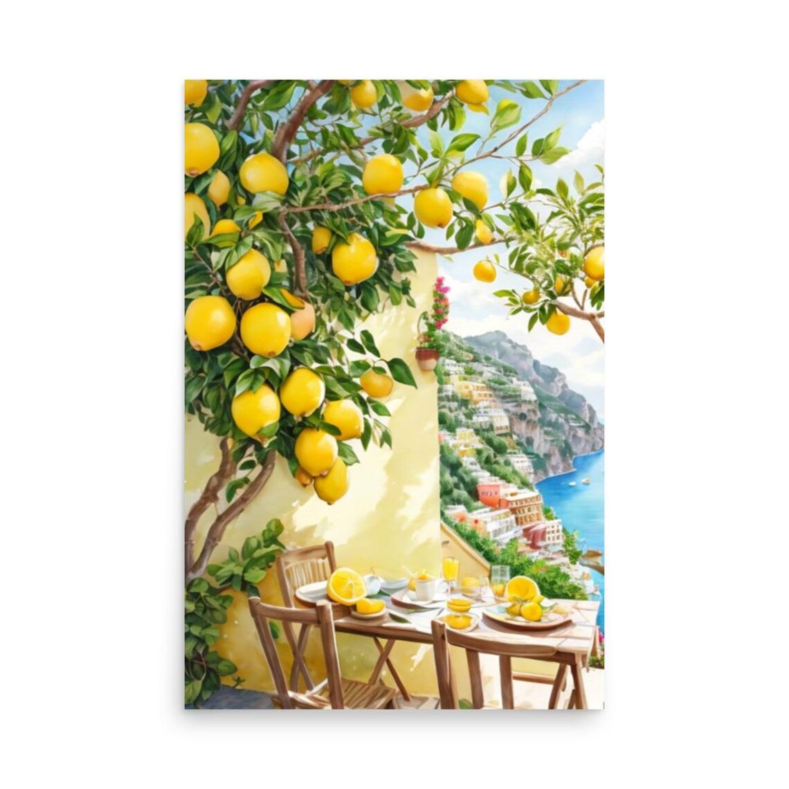 Positano Watercolor Art Print, Amalfi Coast Cityscape - Image 3