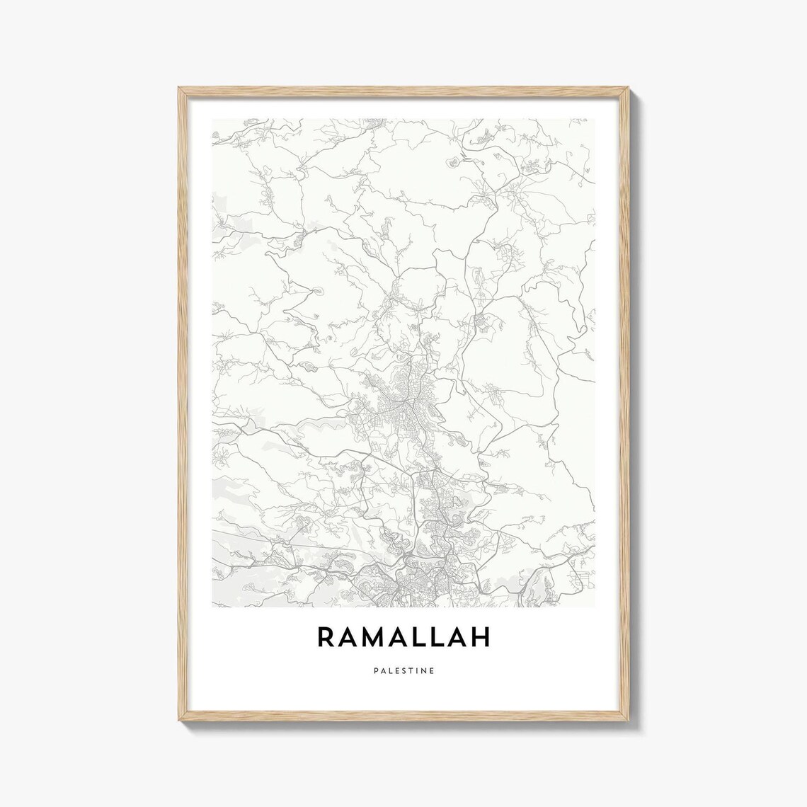 Ramallah Palestine West Bank Minimalist Line Art City Map Poster