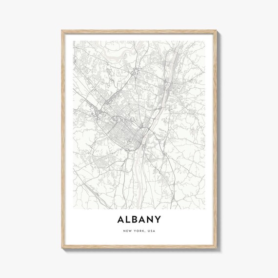 Albany New York Minimalist City Street Map Line Art Wall Poster
