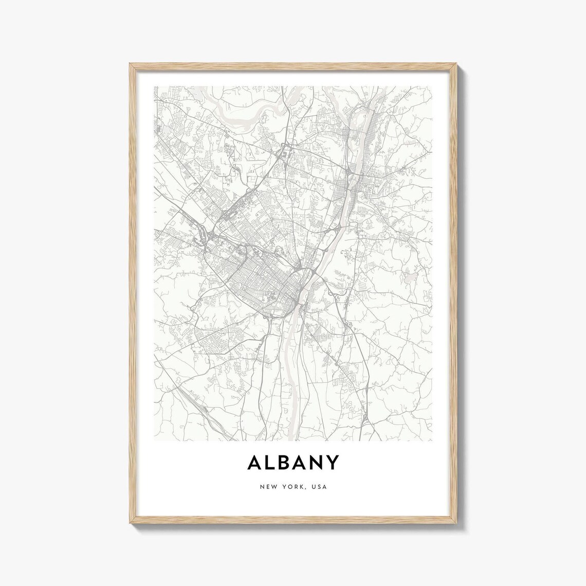 Albany New York Minimalist City Street Map Line Art Wall Poster