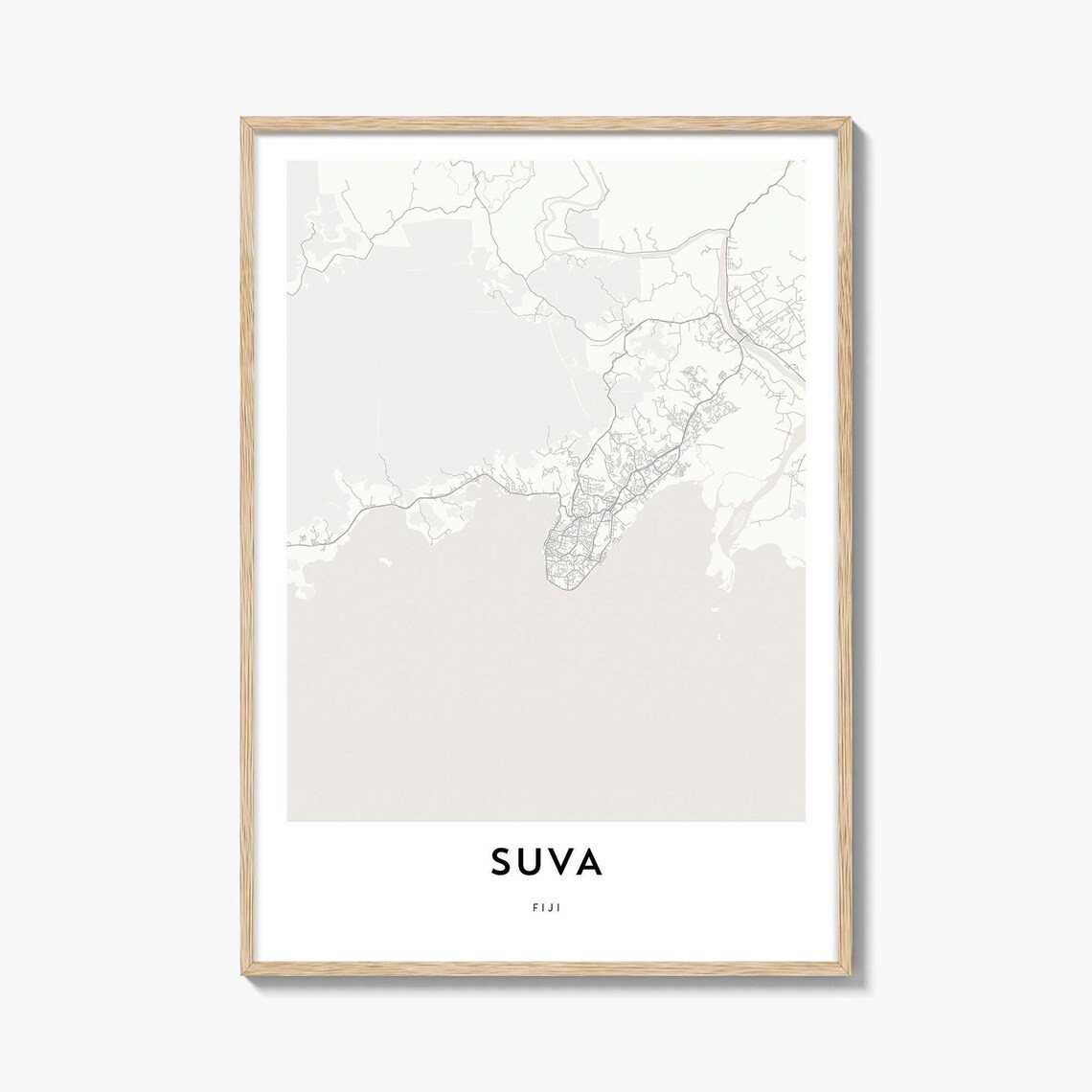 Suva Fiji Island Capital Minimalist Street Map Art Poster Gift