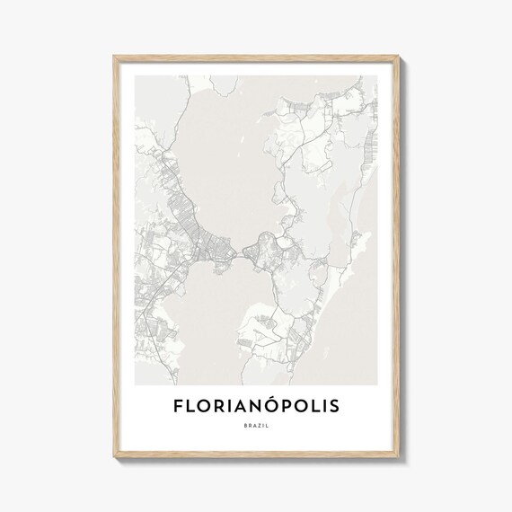 Florianopolis Brazil Island City Minimalist Street Map Poster