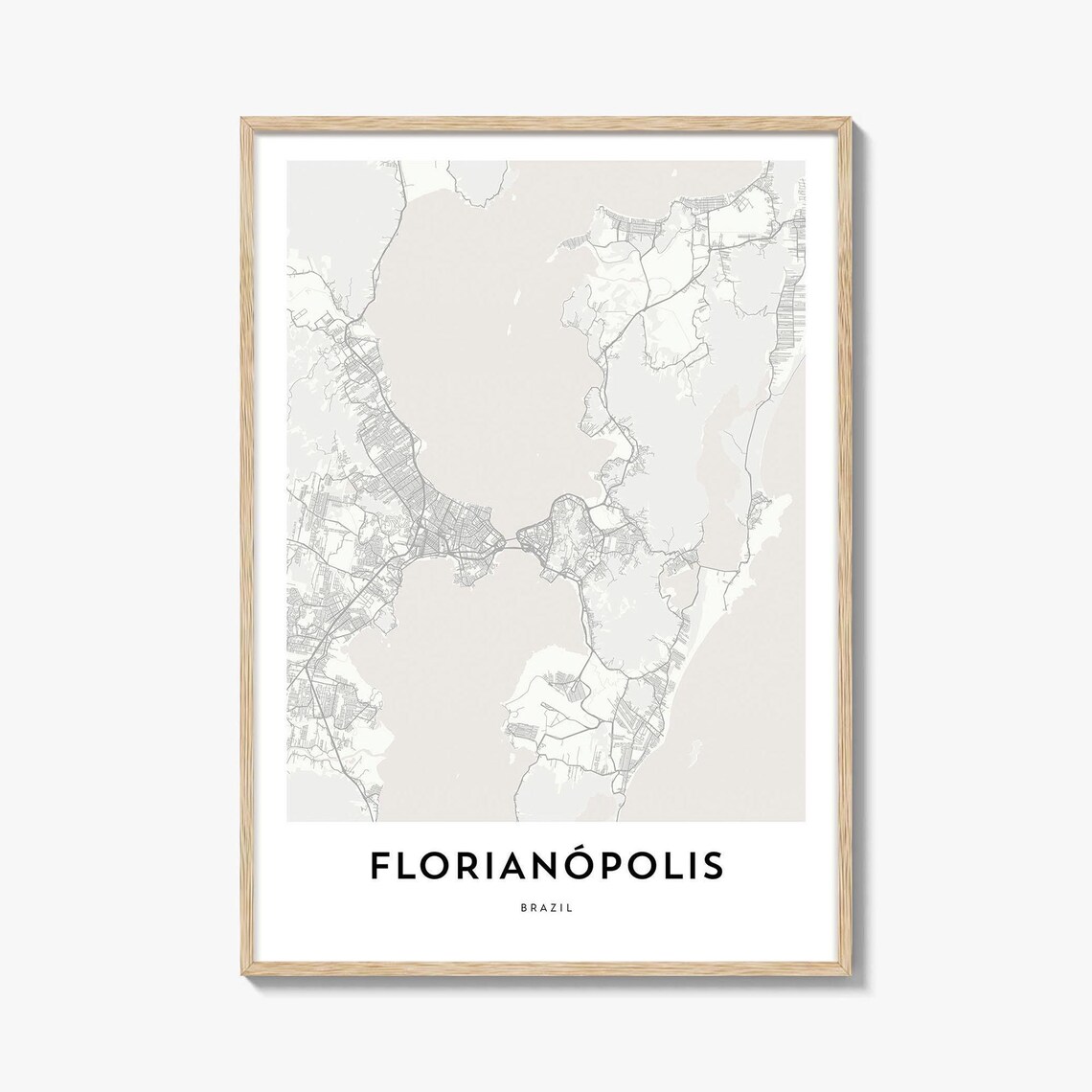 Florianopolis Brazil Island City Minimalist Street Map Poster