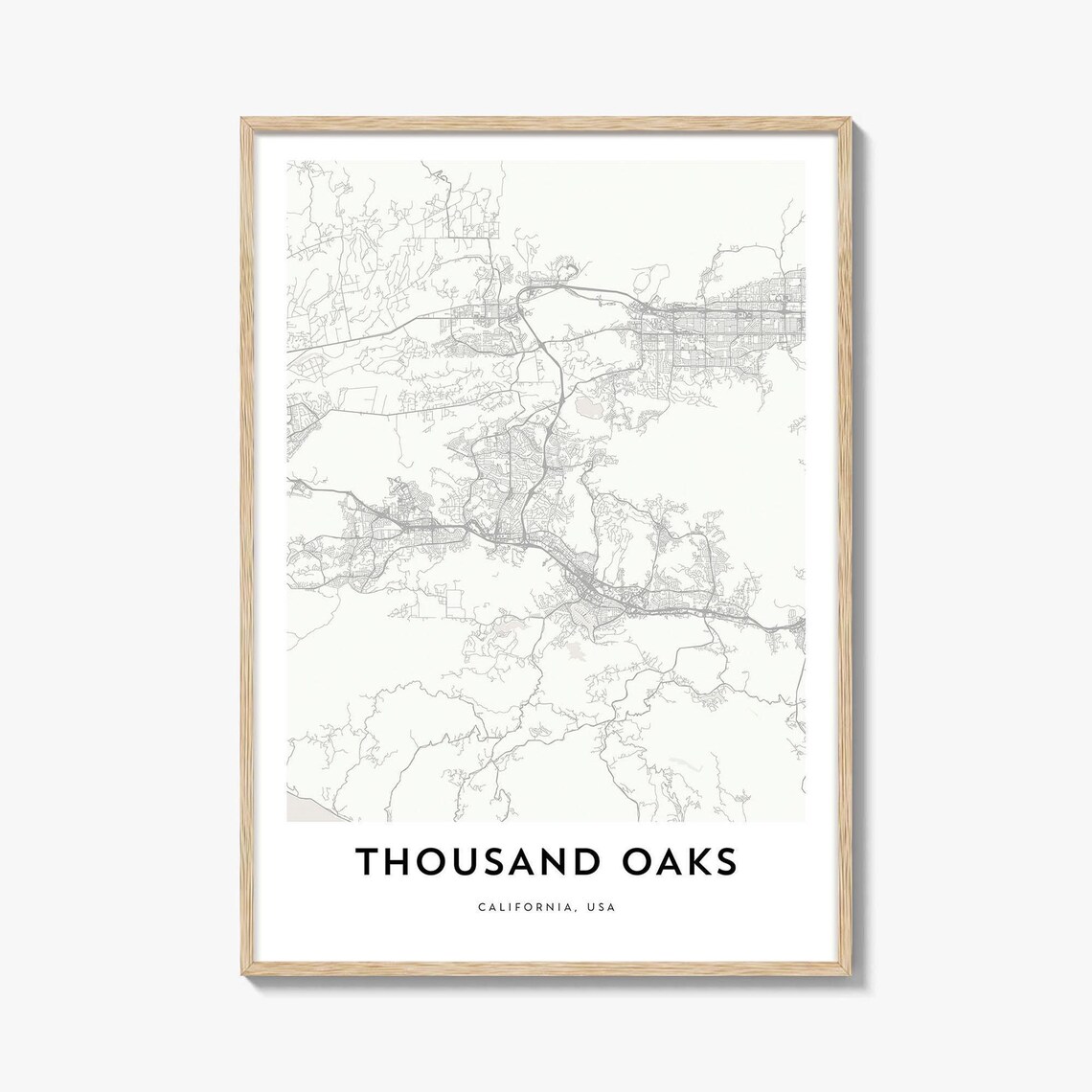 Thousand Oaks California Minimalist Street Map Line Art Poster