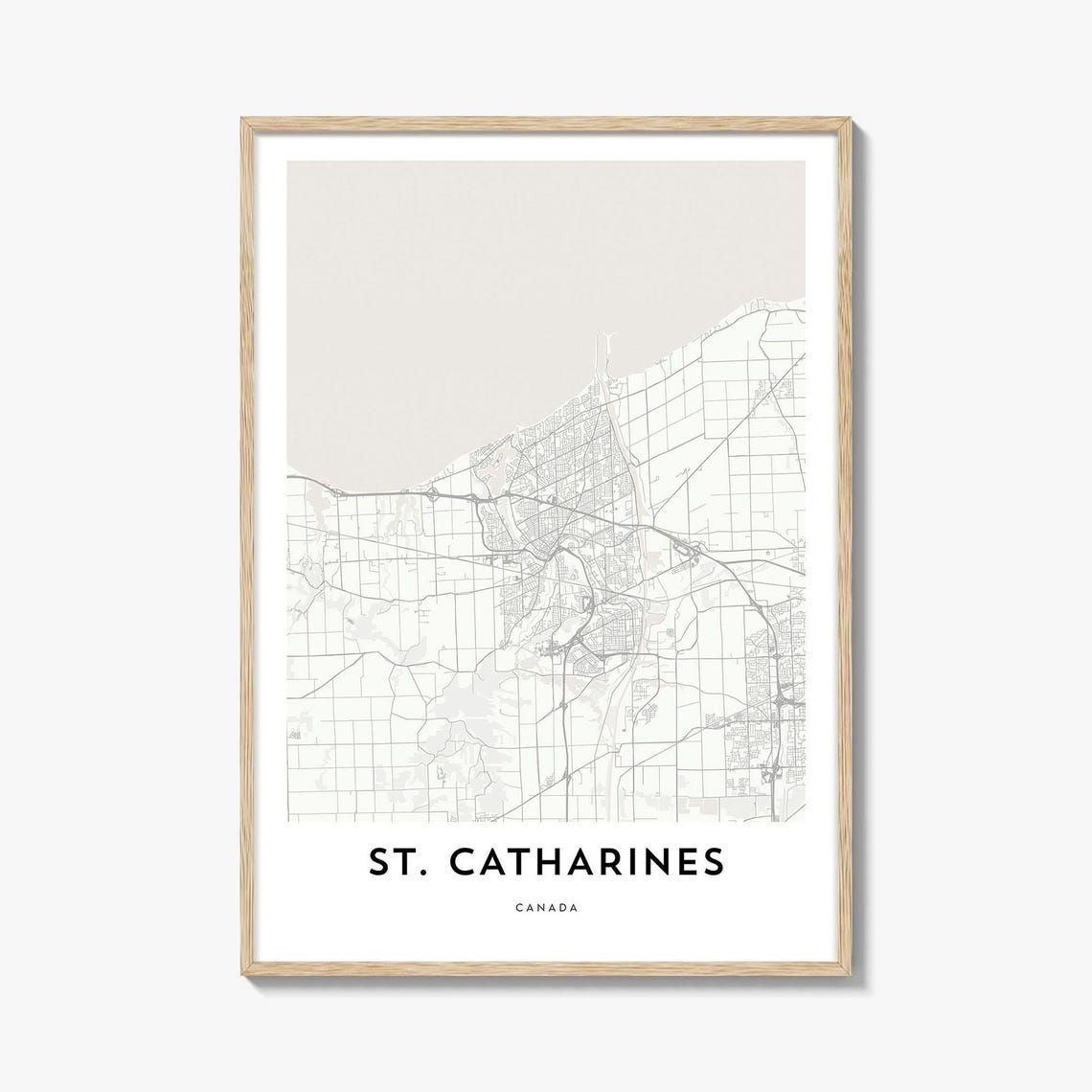 St Catharines Canada Minimalist City Map Neutral Design Wall Art