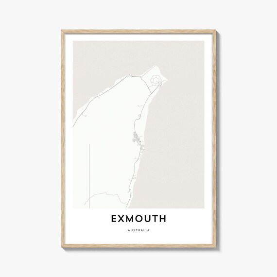 Exmouth Australia Minimalist Beige Peninsula Street Map Travel Gift Poster