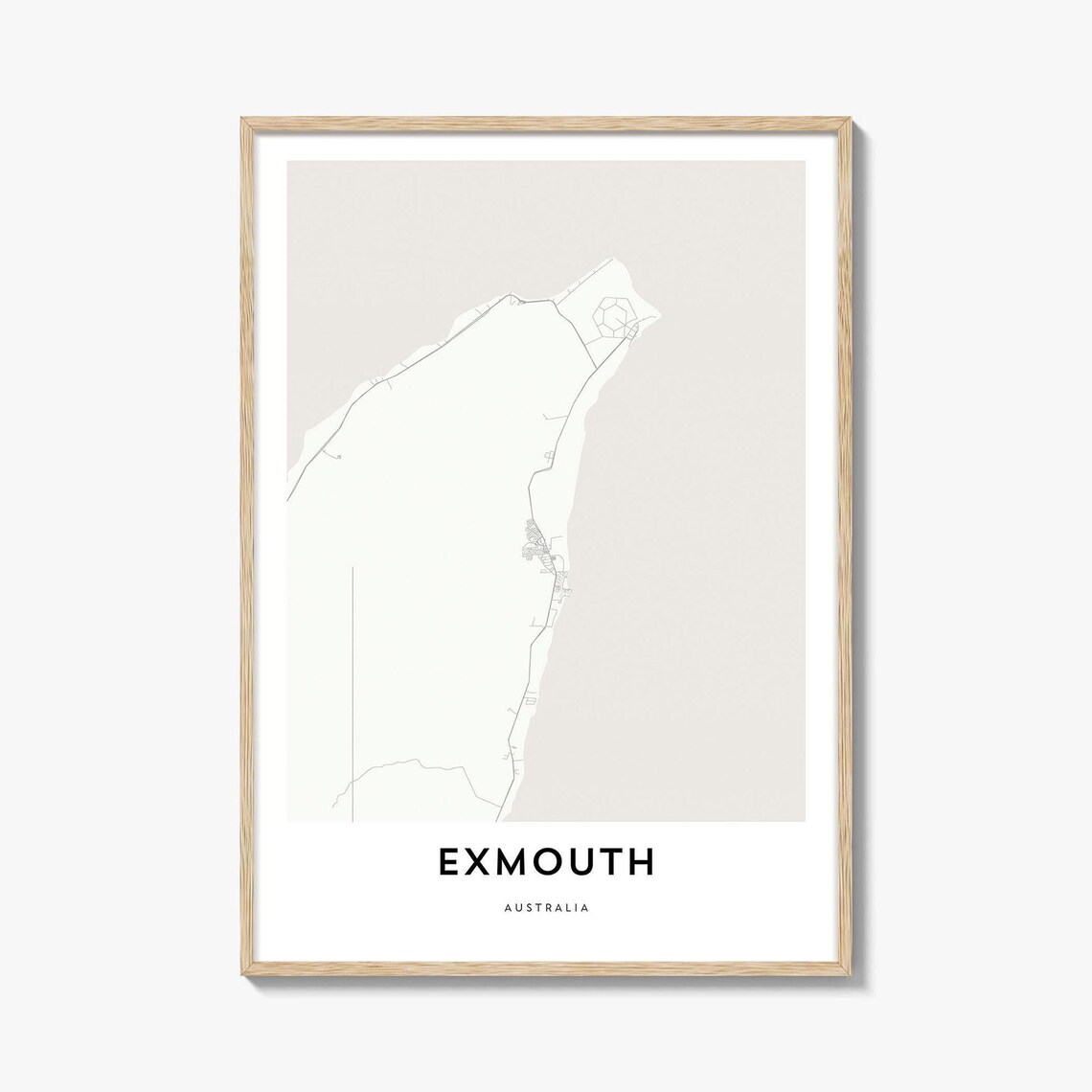 Exmouth Australia Minimalist Beige Peninsula Street Map Travel Gift Poster