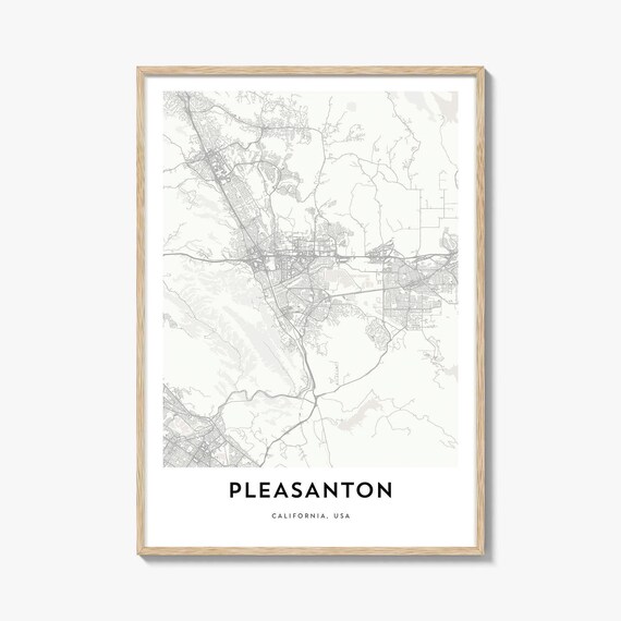 Pleasanton California USA Minimalist Cream City Map Poster Home Decor