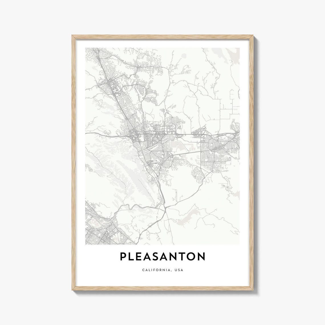 Pleasanton California USA Minimalist Cream City Map Poster Home Decor