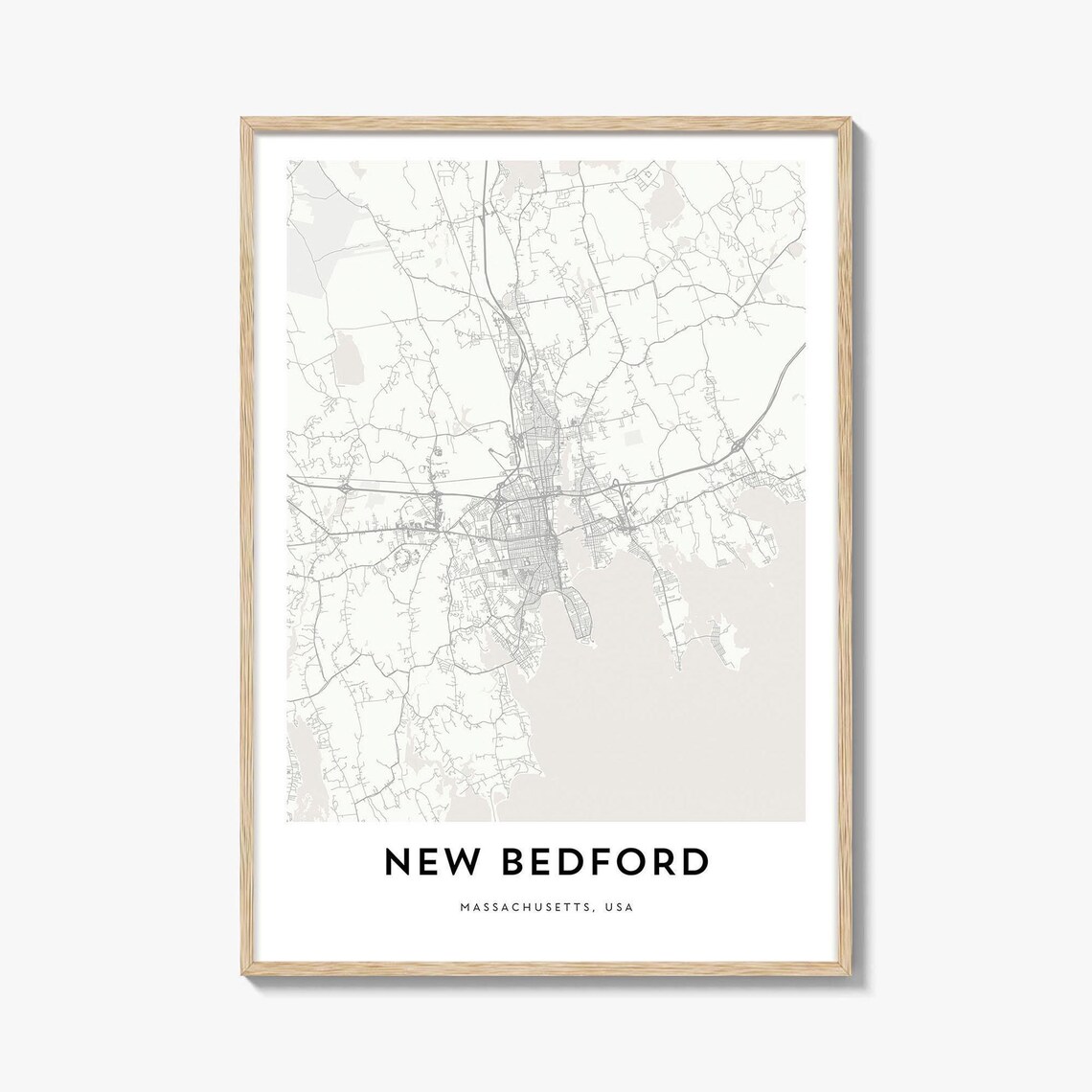 New Bedford Massachusetts Street Map Coastal City Art Poster