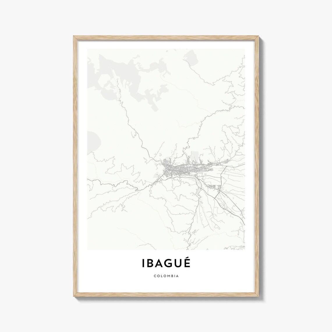 Ibagué Colombia Minimalist City Street Map Art Poster South America