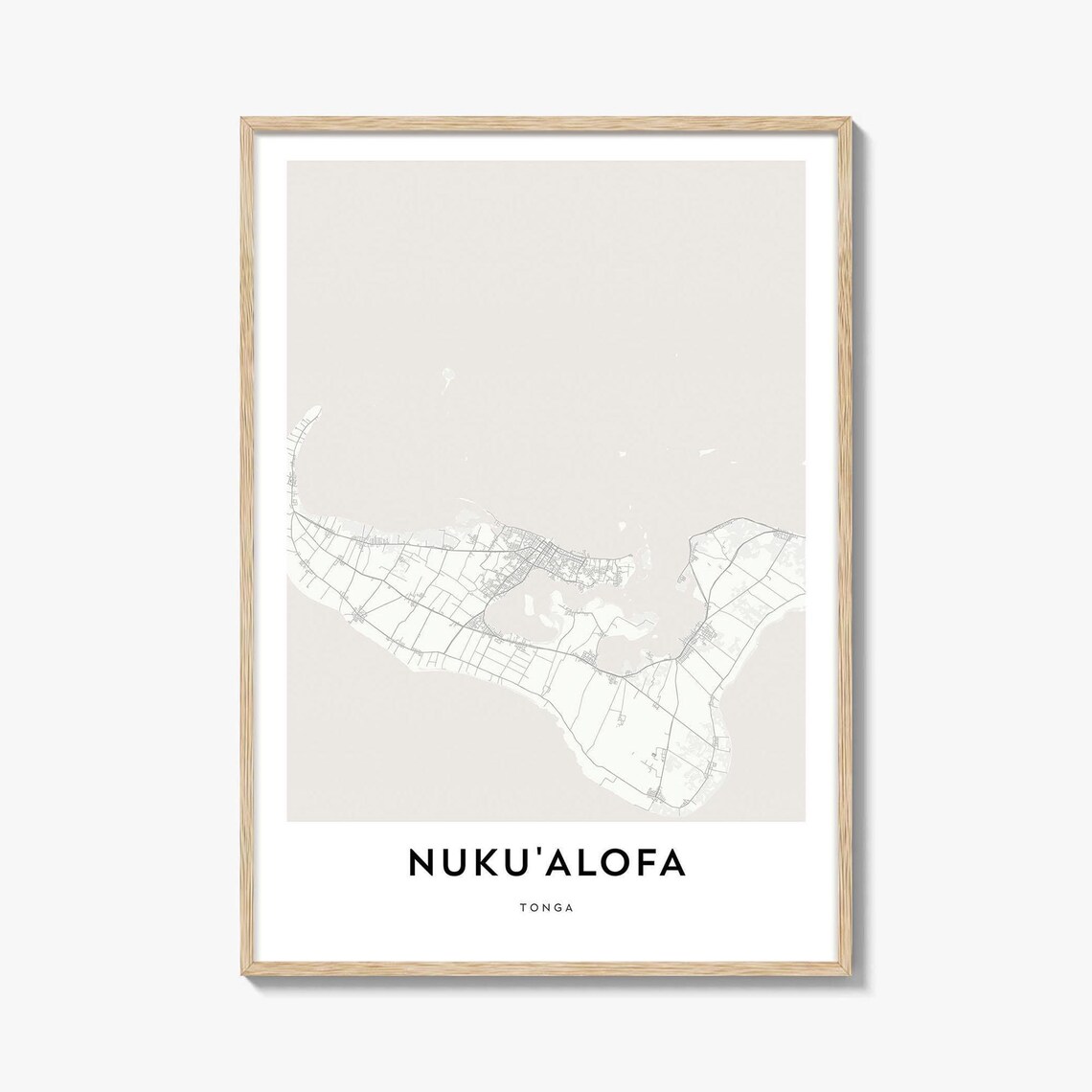 Nuku'alofa Tonga Minimalist Neutral City Street Map Art Poster