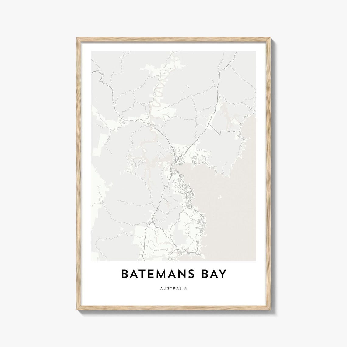 Batemans Bay Australia Minimalist City Map Modern Black White Poster