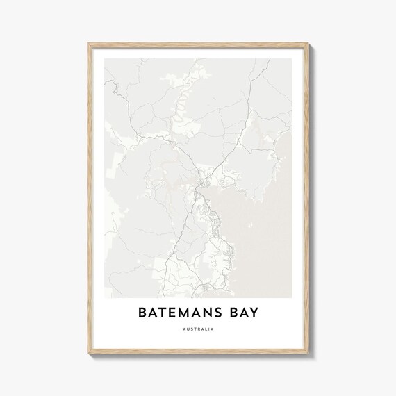 Batemans Bay Australia Minimalist City Map Modern Black White Poster