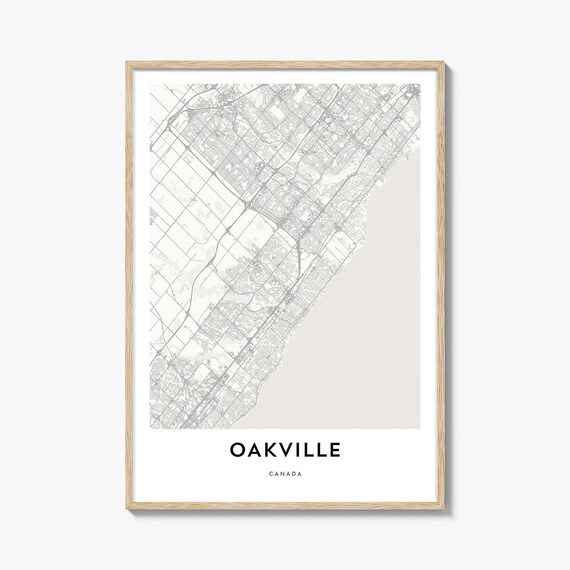 Oakville Canada City Map Minimalist Black and White Street Poster