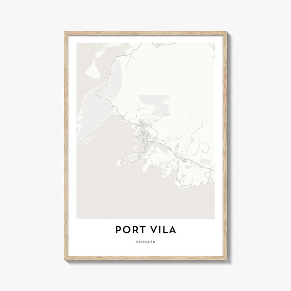 Port Vila Vanuatu Minimal City Map Poster in Light Beige and White
