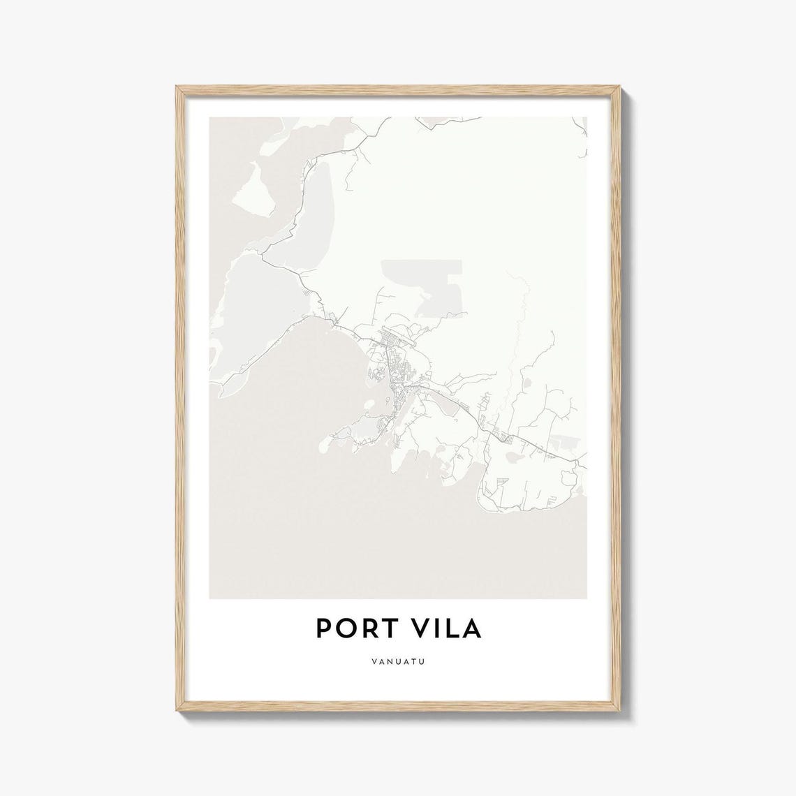 Port Vila Vanuatu Minimal City Map Poster in Light Beige and White