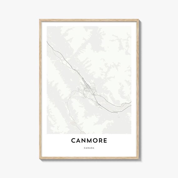 Canmore Canada Minimalist Mountain Town Street Map Poster Gift Decor