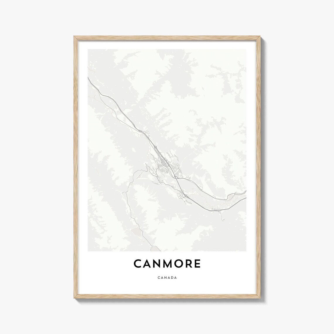 Canmore Canada Minimalist Mountain Town Street Map Poster Gift Decor