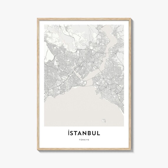 Istanbul Minimalist City Map Street Plan Monochrome Türkiye Poster