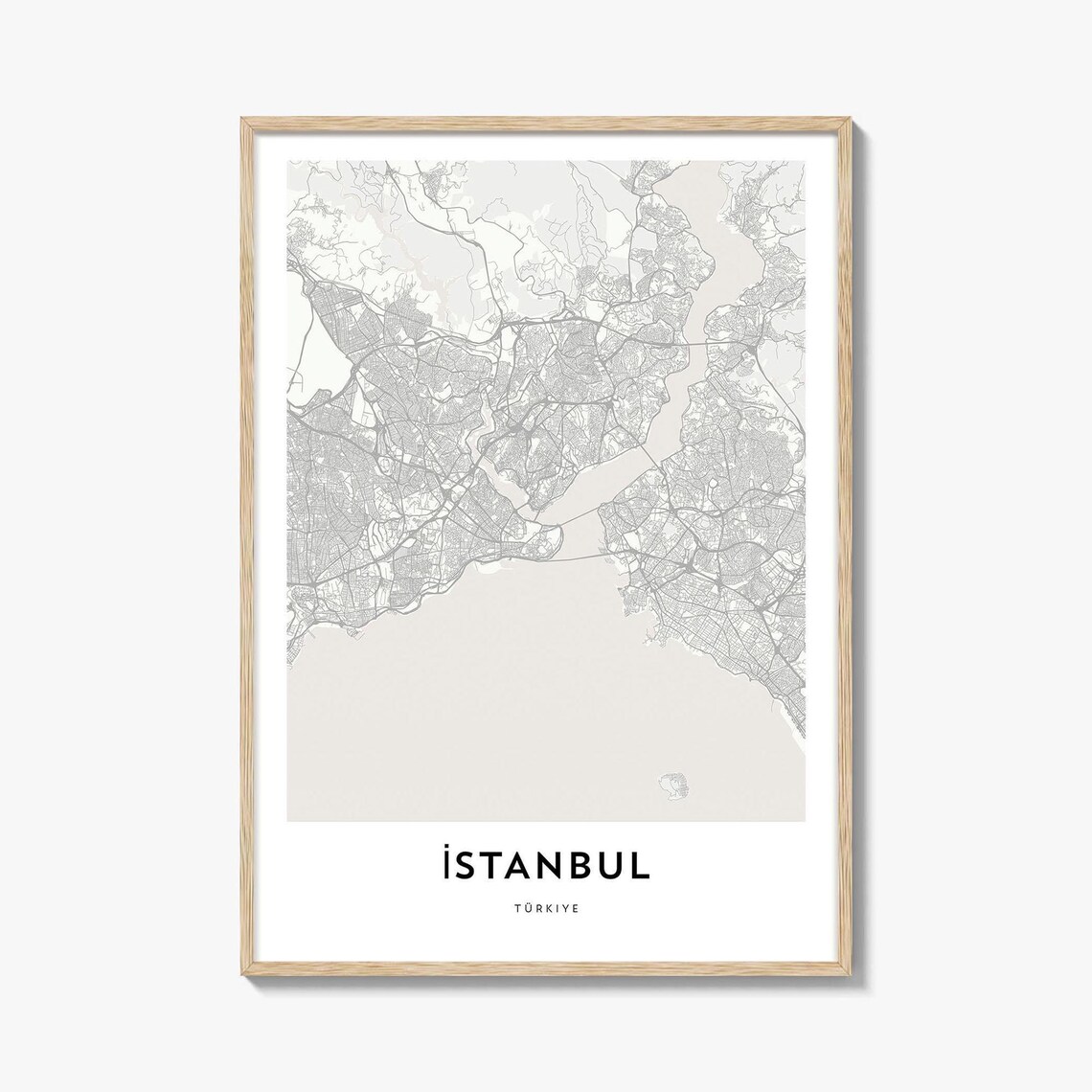 Istanbul Minimalist City Map Street Plan Monochrome Türkiye Poster