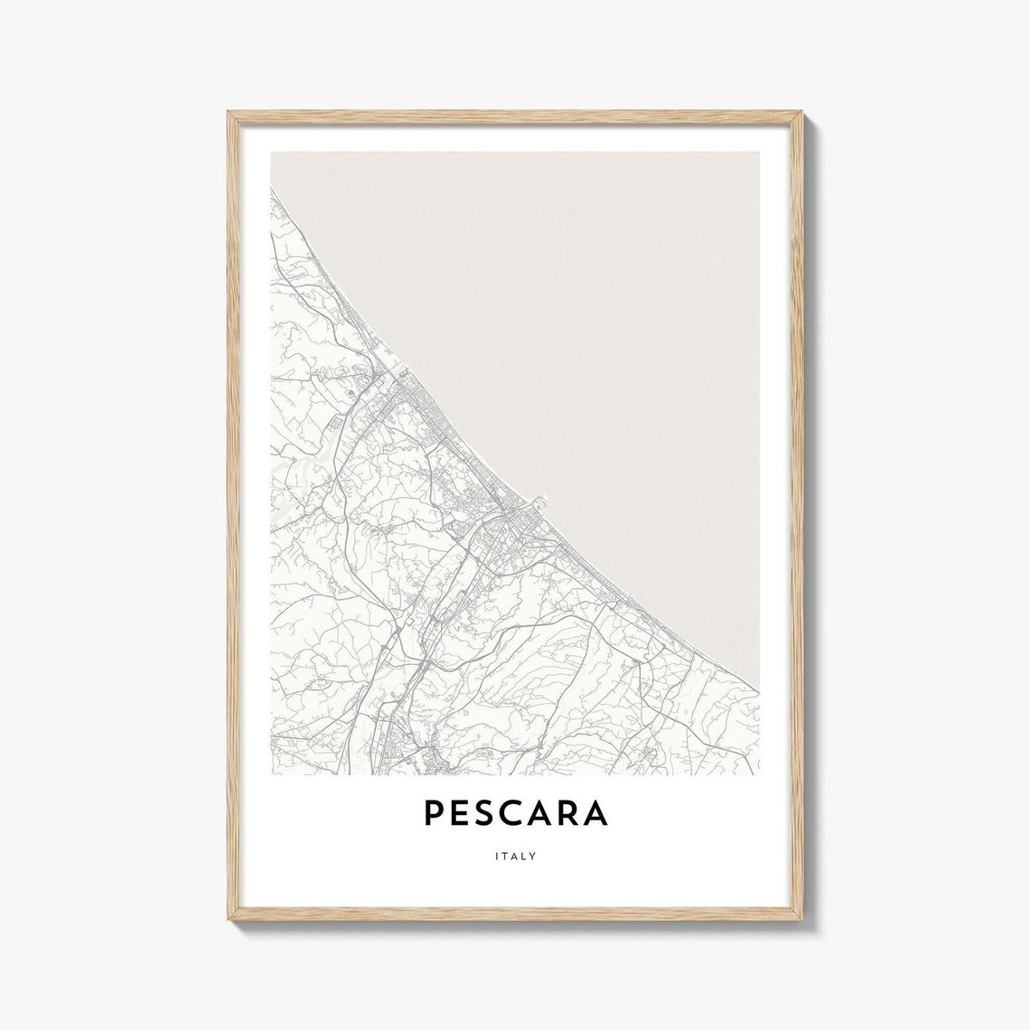 Pescara Italy Minimalist Coastal City Map Art Poster for Home