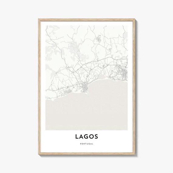 Lagos Portugal Minimalist Scenic Coastal City Street Map Wall Art