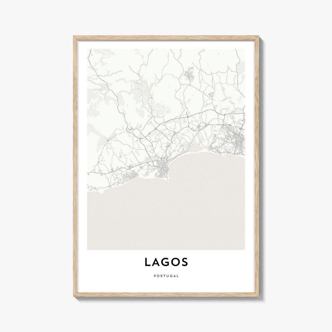 Lagos Portugal Minimalist Scenic Coastal City Street Map Wall Art