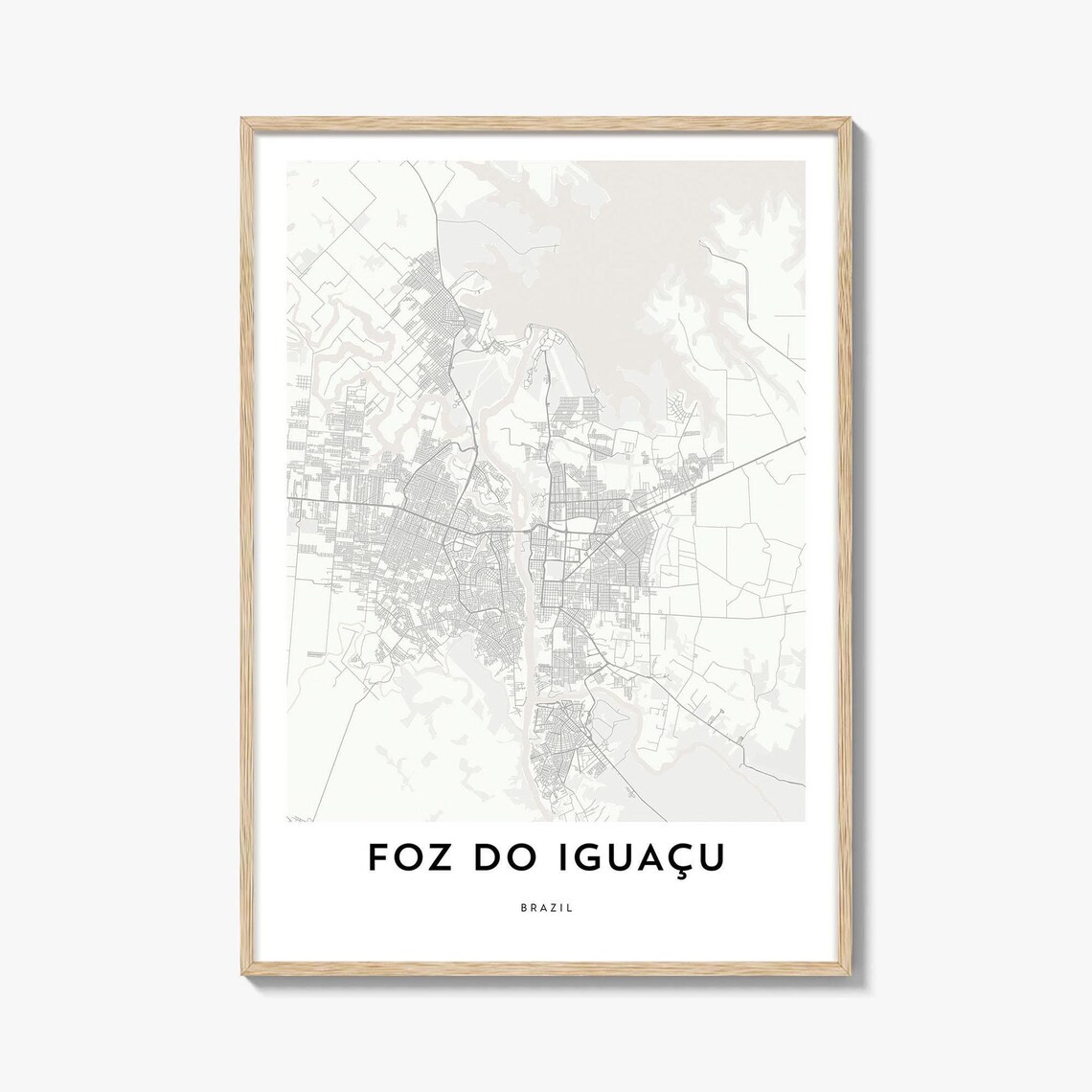 Foz do Iguaçu Brazil Minimalist City Street Map Travel Gift Art Poster