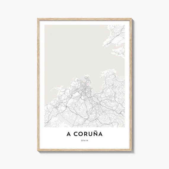 A Coruña Spain Minimalist Coastal City Street Map Line Art Poster