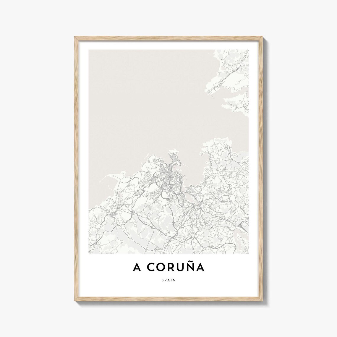 A Coruña Spain Minimalist Coastal City Street Map Line Art Poster