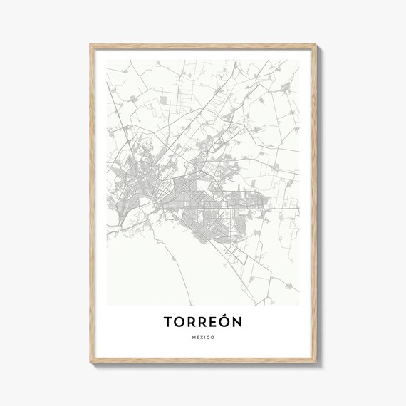 Torreon Mexico Minimalist Light Tone Urban Street Map Poster