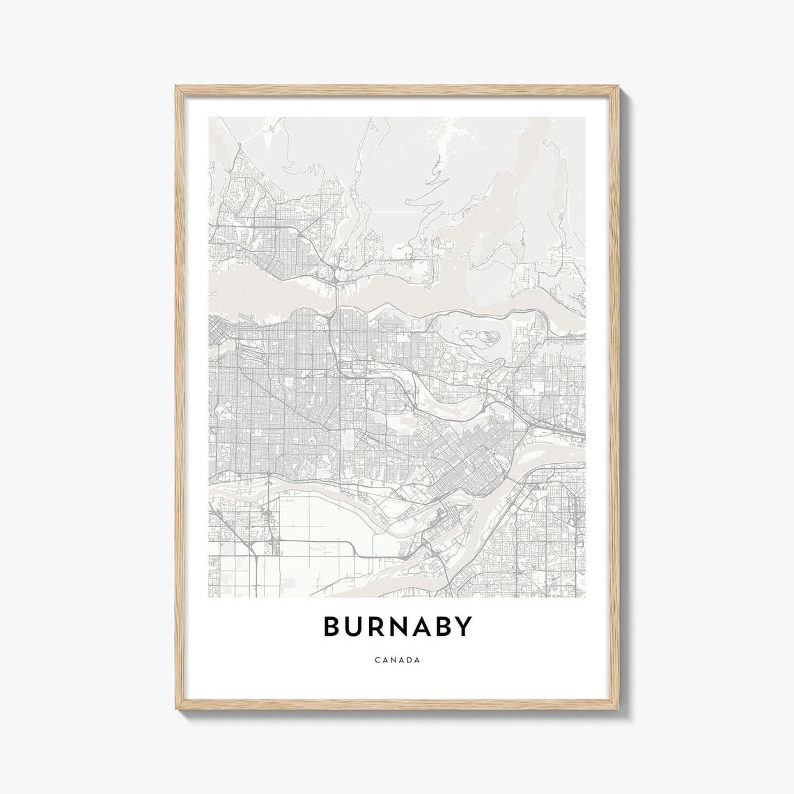 Burnaby Canada Minimalist City Map Poster Gift Home Office Decor