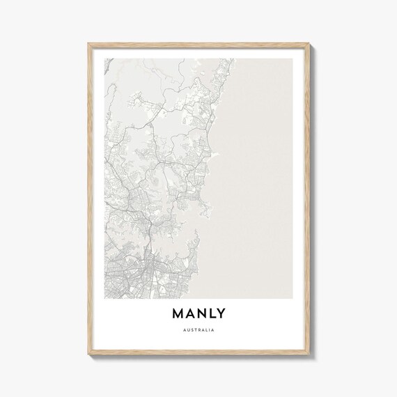 Manly Australia Minimal Coastal City Street Map Surf Art Print