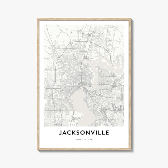 Jacksonville Florida Minimalist Black And White City Map Poster