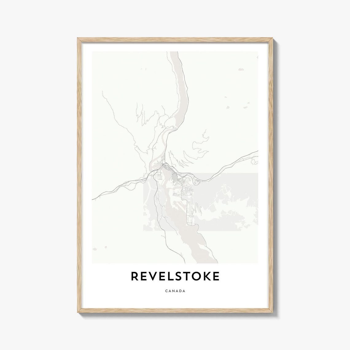 Minimalist Revelstoke Canada City Street Map Art Print Decor
