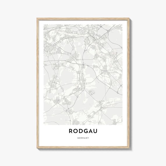 Detailed Rodgau Germany Town Minimalist City Street Map Poster