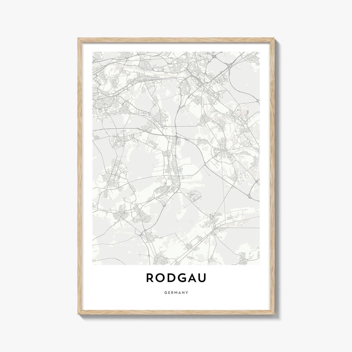 Detailed Rodgau Germany Town Minimalist City Street Map Poster