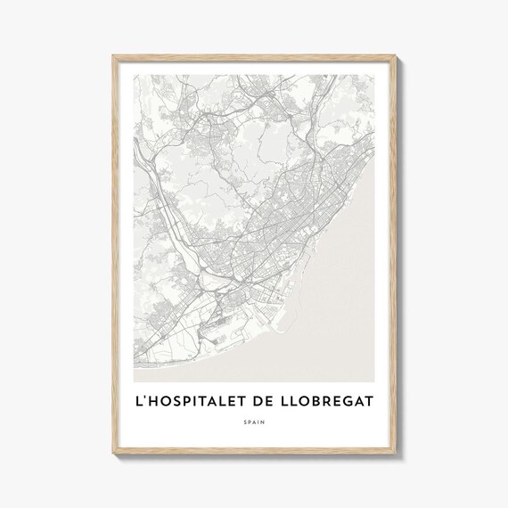 L'Hospitalet de Llobregat Spain Minimalist City Map Poster in Beige Style