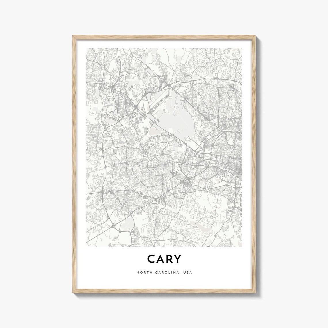 Cary North Carolina USA Minimalist City Street Map Art Poster