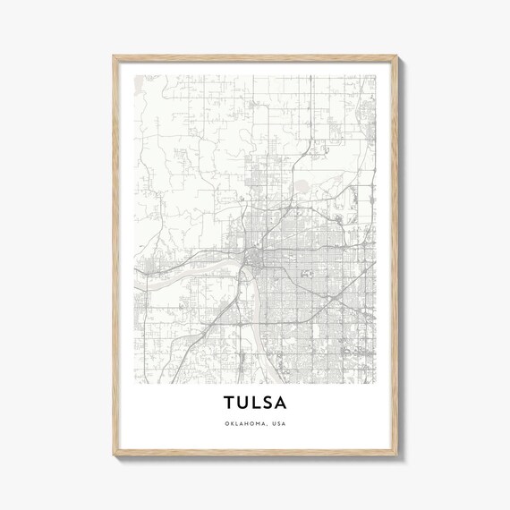 Tulsa Oklahoma USA Modern Street Map Minimalist City Wall Poster