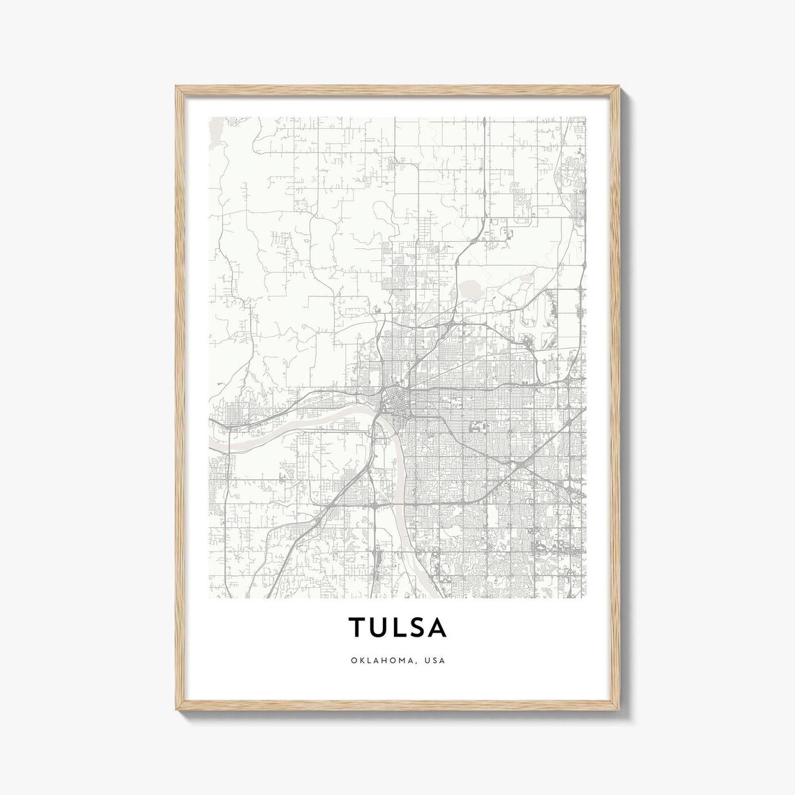 Tulsa Oklahoma USA Modern Street Map Minimalist City Wall Poster