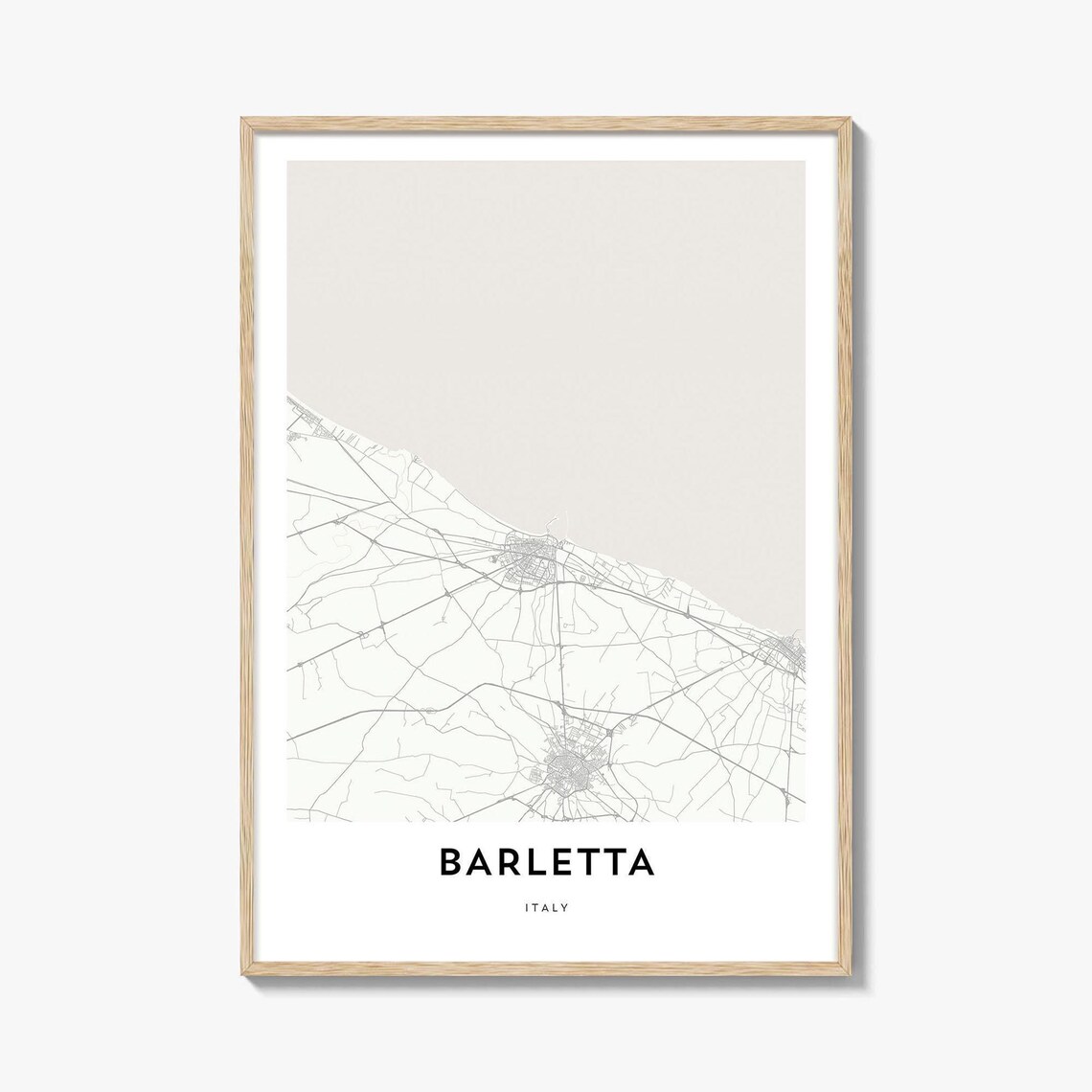Barletta Italy Minimalist Coastal City Street Map Wall Art Gift