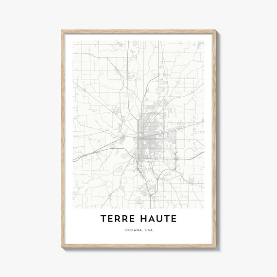 Terre Haute Indiana Minimalist City Street Map Gift Decor Poster