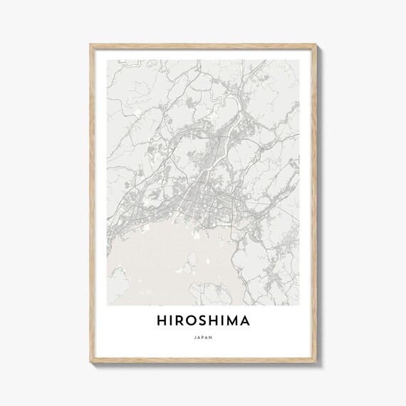 Hiroshima Japan Minimalist City Bay Street Map Artwork Poster