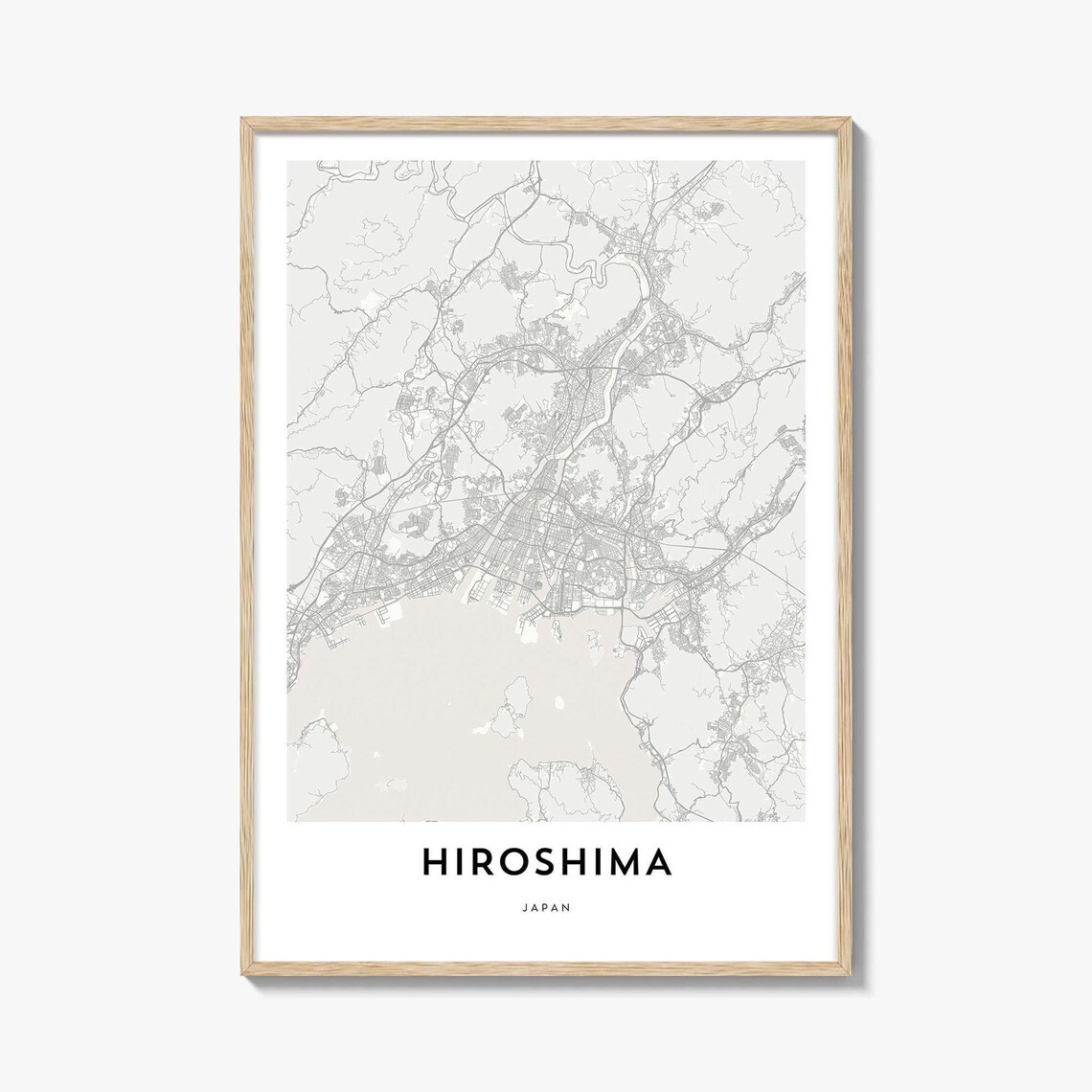 Hiroshima Japan Minimalist City Bay Street Map Artwork Poster