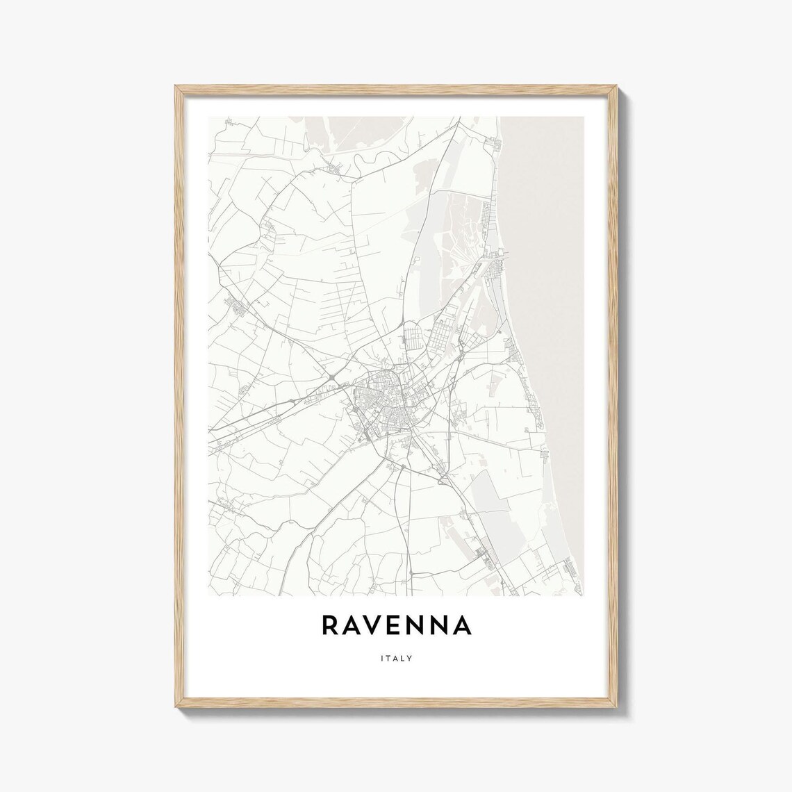 Ravenna Italy Minimalist Street Map Adriatic Coast City Poster