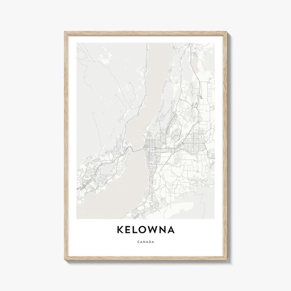 Kelowna Canada Minimalist City Street Map Lakeside Decor Poster