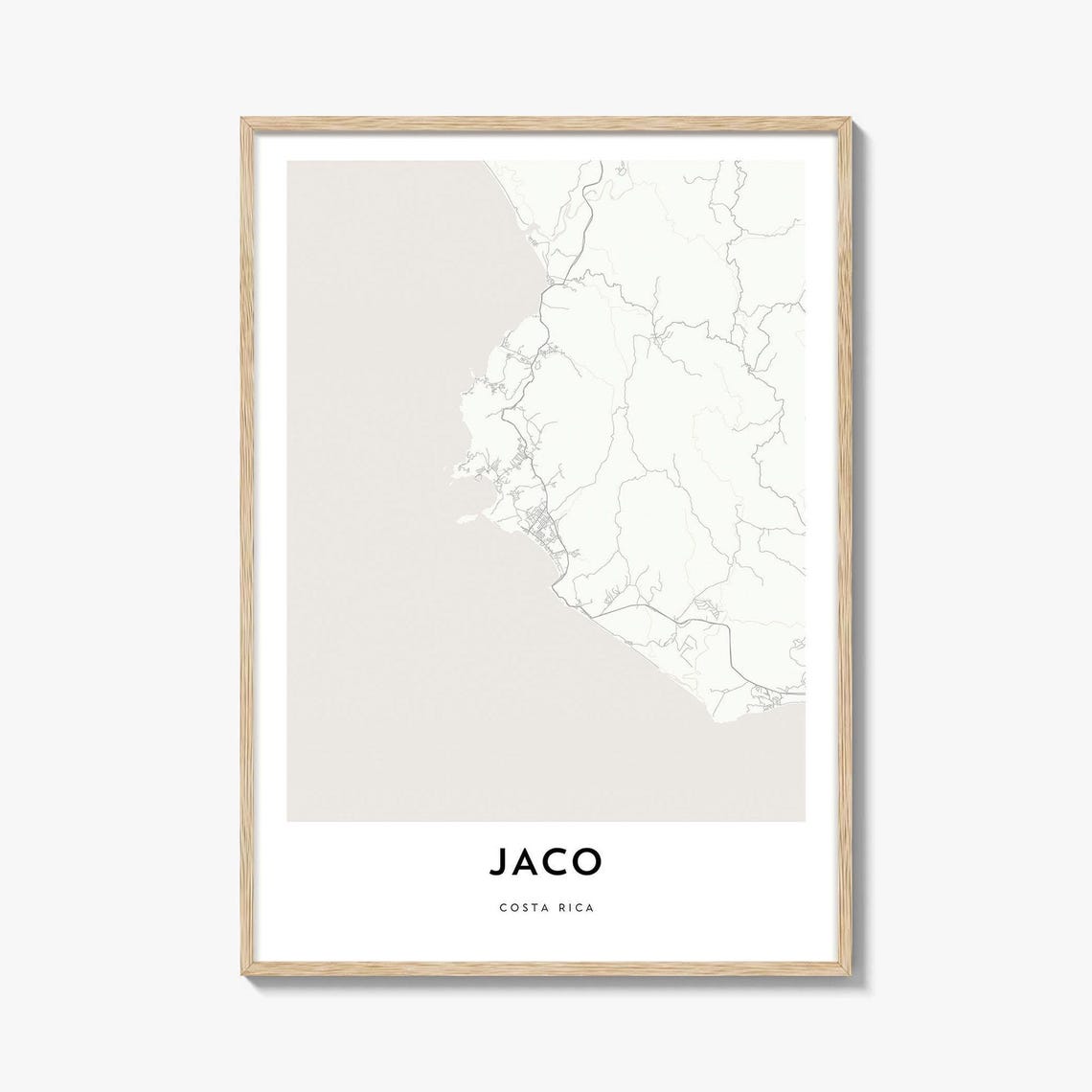 Jaco Costa Rica Beach Town Minimalist Map Pacific Coast Travel Poster