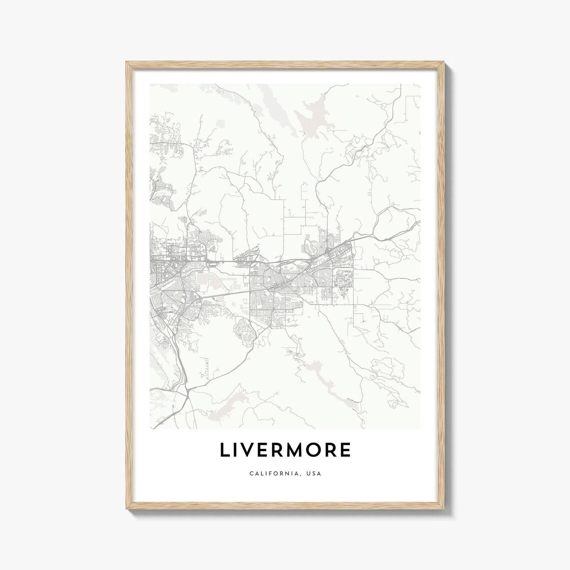 Livermore California Street Map Wine Country Line Art Poster